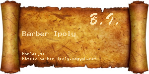 Barber Ipoly névjegykártya